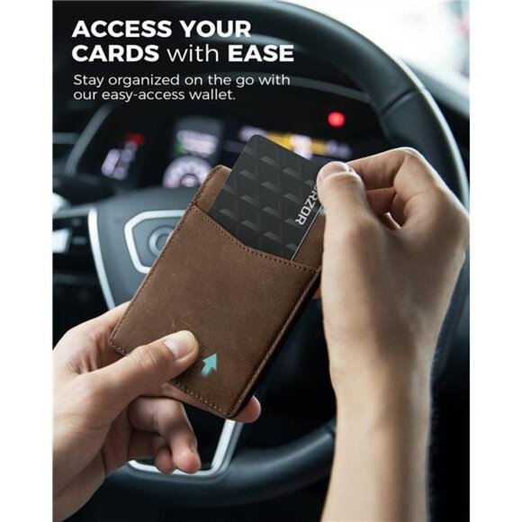 Mens Wallet with AirTag Holder, Bifold Full Grain Leather AirTag Wallet - Picture 5 of 7